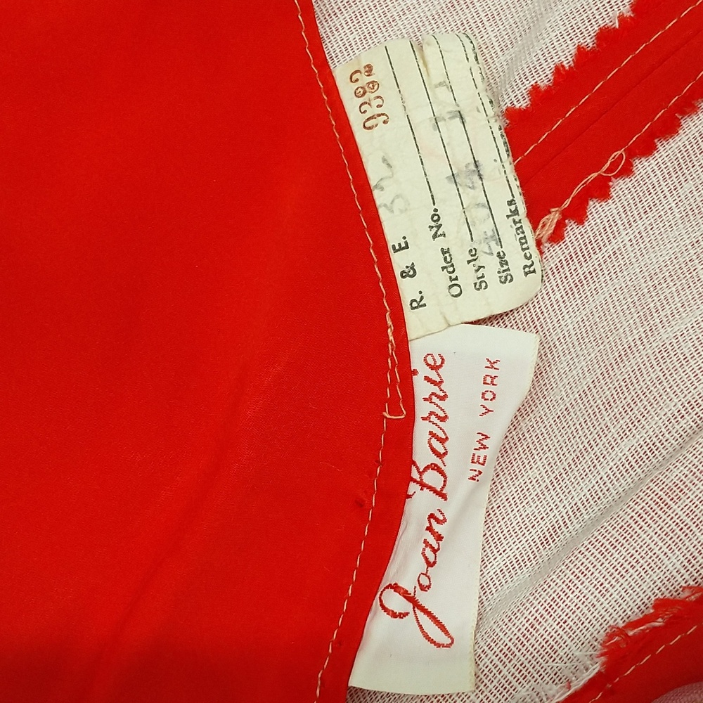 Red Satin Fifties Party Dress Vintage 50's Feminine Fit and Flare made in USA - Picture 10 of 14